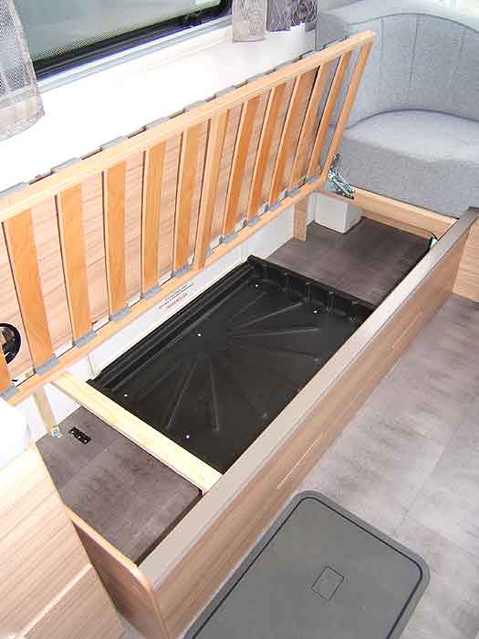 View showing the amount of storage space under the lounge seating.